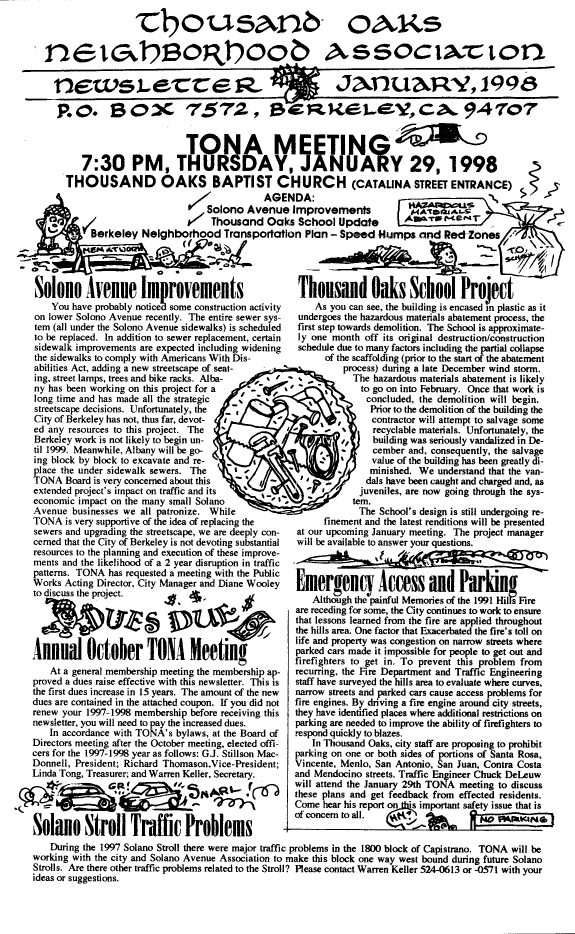 TONA News - January 1998 - Page 1