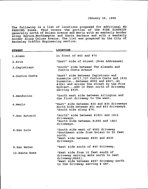 List of Streets - Page 1